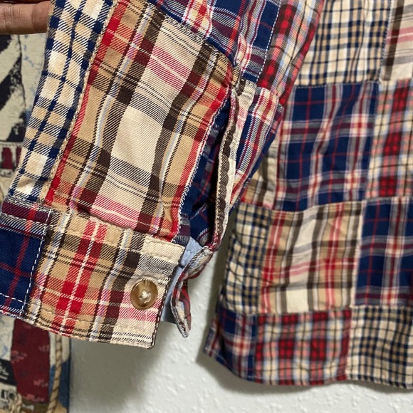 Vintage Liz Claiborne Patchwork Plaid Button Down Shirt Women M Long Sleeve - Picture 9 of 11
